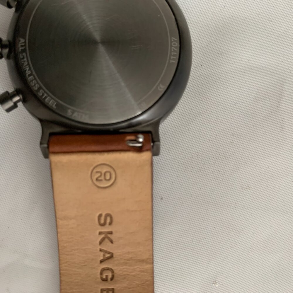 Men's Skagen Ancher Chronograph Brown Leather Strap Watch SKW6418 ⭐️ - Picture 14 of 14